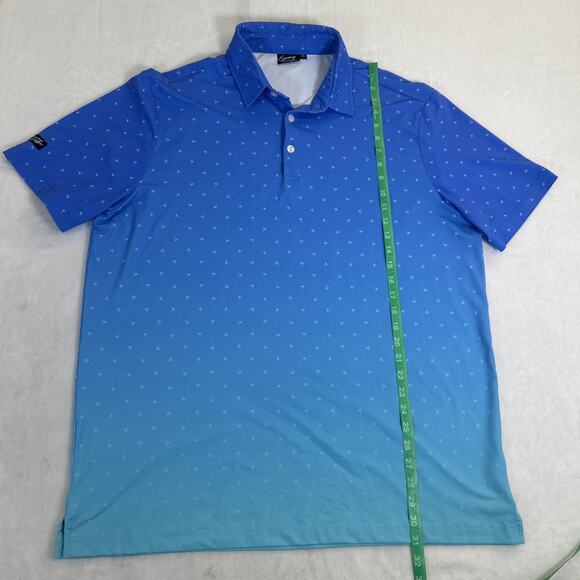 Sunday Swagger Golf Polo Shirt Blue Ombre Palm Tree Short Sleeve Men's Size XL - Picture 3 of 10
